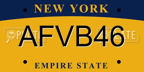AFVB46 New York License Plate