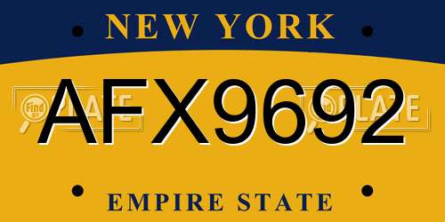 AFX9692 New York License Plate