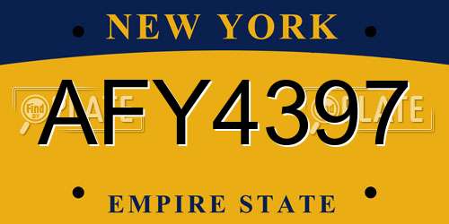 AFY4397 New York License Plate