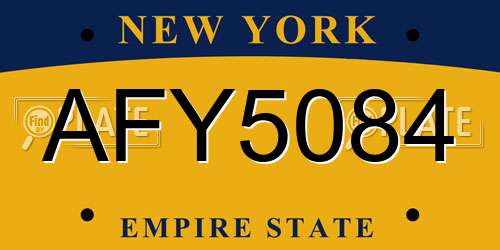 AFY5084 New York License Plate