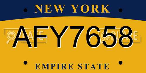 AFY7658 New York License Plate
