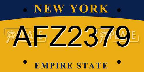 AFZ2379 New York License Plate