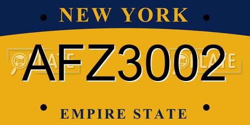 AFZ3002 New York License Plate
