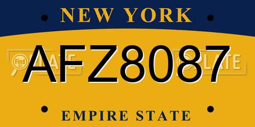 AFZ8087 New York License Plate