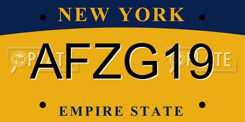 AFZG19 New York License Plate