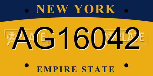 AG16042 New York License Plate