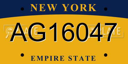 AG16047 New York License Plate