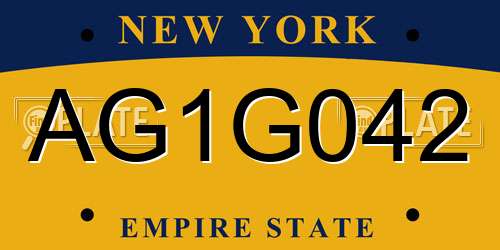 AG1G042 New York License Plate