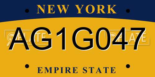 AG1G047 New York License Plate