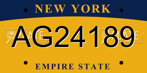 AG24189 New York License Plate