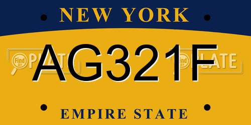 AG321F New York License Plate