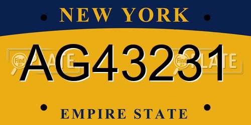 AG43231 New York License Plate