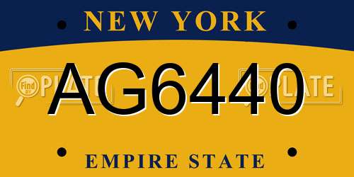 AG6440 New York License Plate