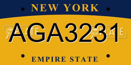 AGA3231 New York License Plate