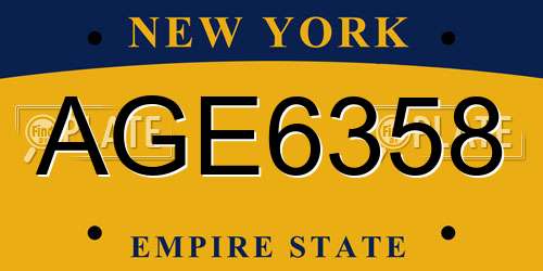 AGE6358 New York License Plate