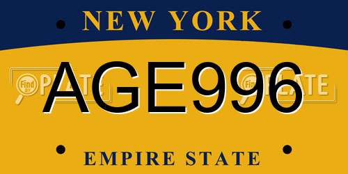AGE996 New York License Plate