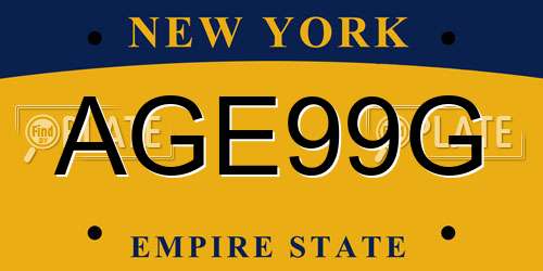 AGE99G New York License Plate