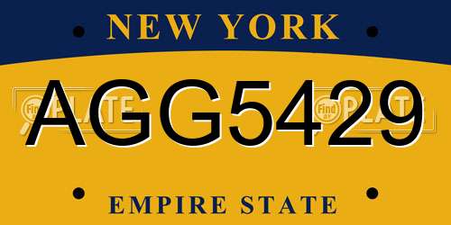 AGG5429 New York License Plate