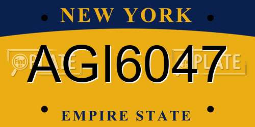 AGI6047 New York License Plate