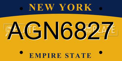 AGN6827 New York License Plate