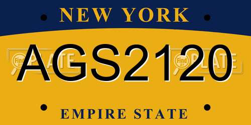 AGS2120 New York License Plate