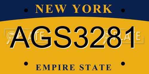 AGS3281 New York License Plate