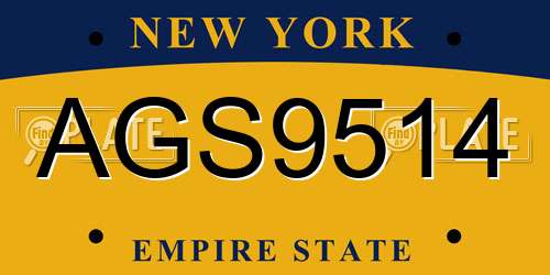 AGS9514 New York License Plate