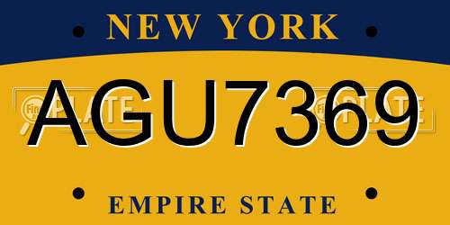 AGU7369 New York License Plate
