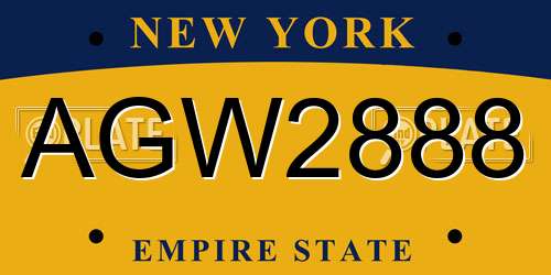 AGW2888 New York License Plate