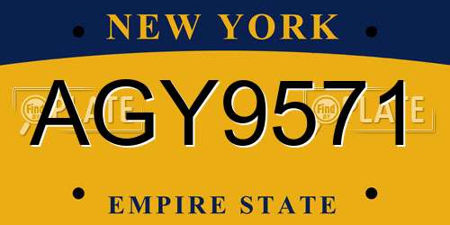 AGY9571 New York License Plate
