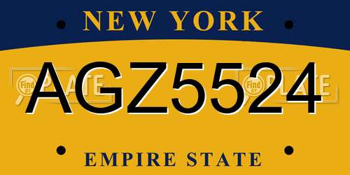 AGZ5524 New York License Plate