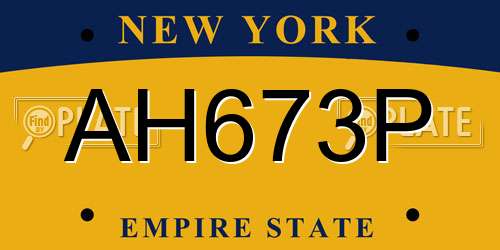 AH673P New York License Plate