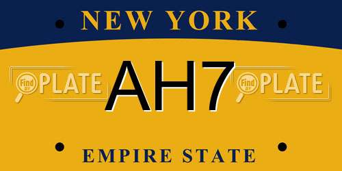 AH7 New York License Plate