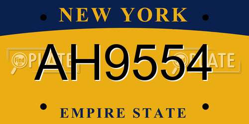AH9554 New York License Plate