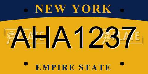 AHA1237 New York License Plate