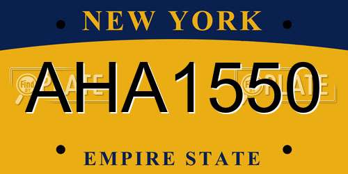 AHA1550 New York License Plate