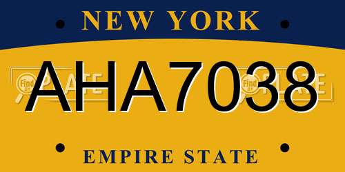 AHA7038 New York License Plate