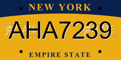 AHA7239 New York License Plate