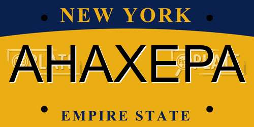 AHAXEPA New York License Plate