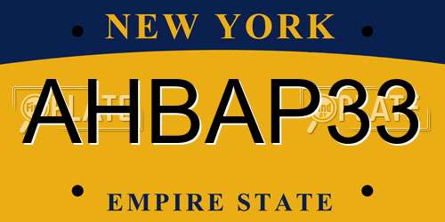 AHBAP33 New York License Plate