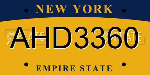 AHD3360 New York License Plate