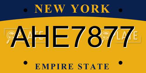 AHE7877 New York License Plate