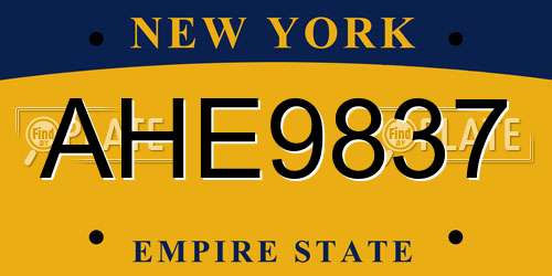 AHE9837 New York License Plate