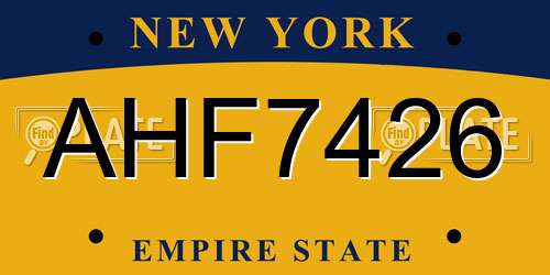 AHF7426 New York License Plate
