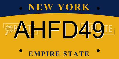 AHFD49 New York License Plate