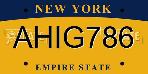 AHIG786 New York License Plate