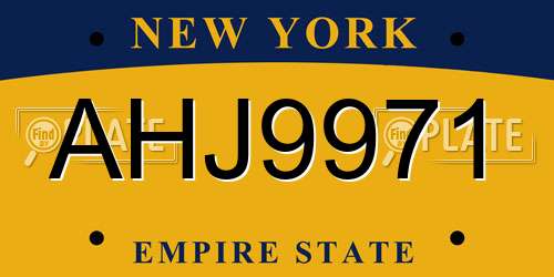 AHJ9971 New York License Plate