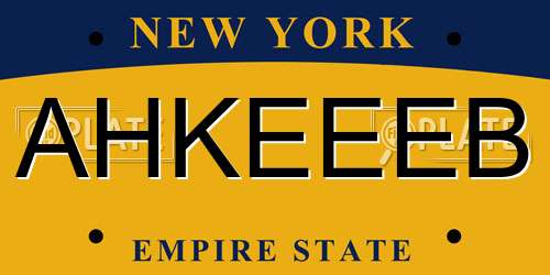 AHKEEEB New York License Plate