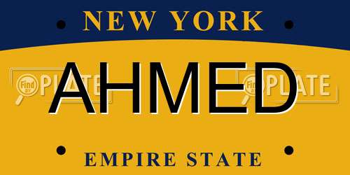AHMED New York License Plate