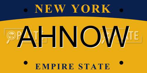 AHNOW New York License Plate